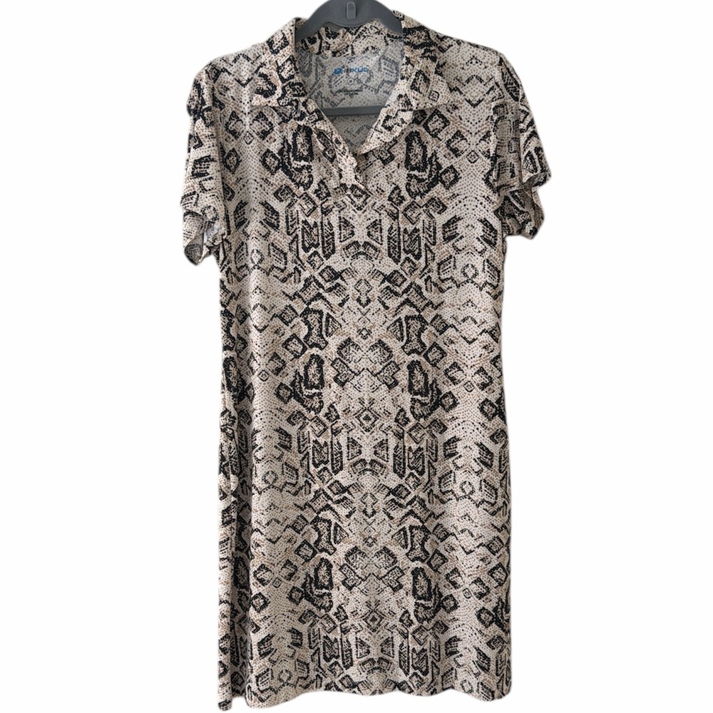 IBKÜL Snake Print Women‎ Medium Snake Pullover Stretchy Dress Beige Black